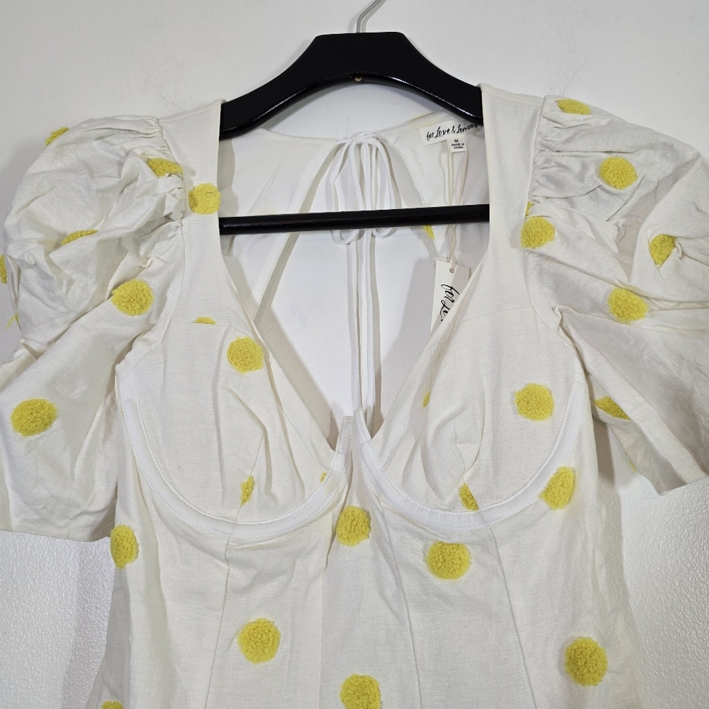 For Love & Lemons Claude Mini Dress Polka Dot Medium NWT New - Picture 6 of 10